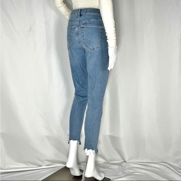 TopShop Jamie Blue High Waist Jagged Hem Skinny Jeans Sz28 Waist28” Inseam26.5” - Picture 10 of 16